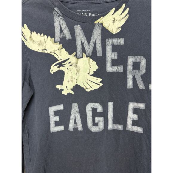 American Eagle Vintage Navy Blue Long Sleeve T-Shirt Men’s XS Logo READ - Picture 2 of 10